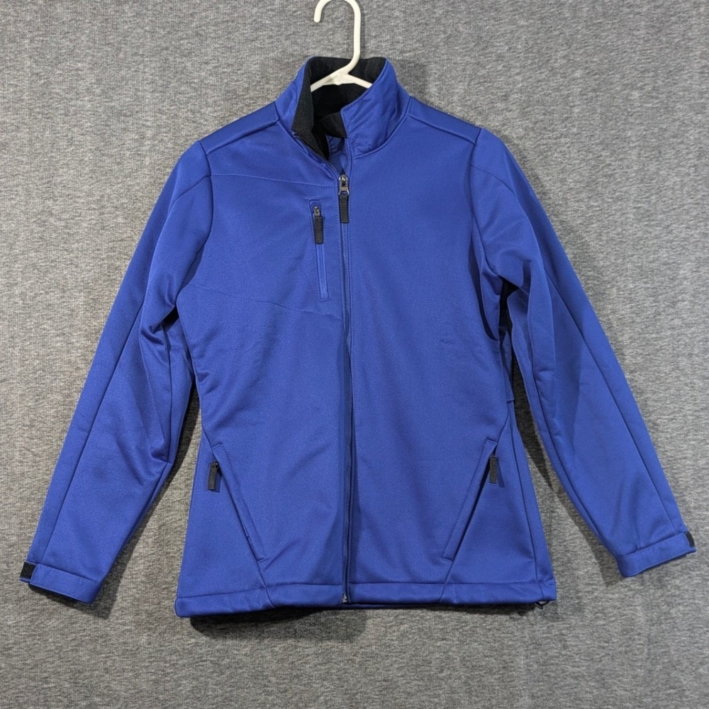 Antigua‎ Womens Water Resistant Softshell Jacket Royal Blue Full Zip Size Small